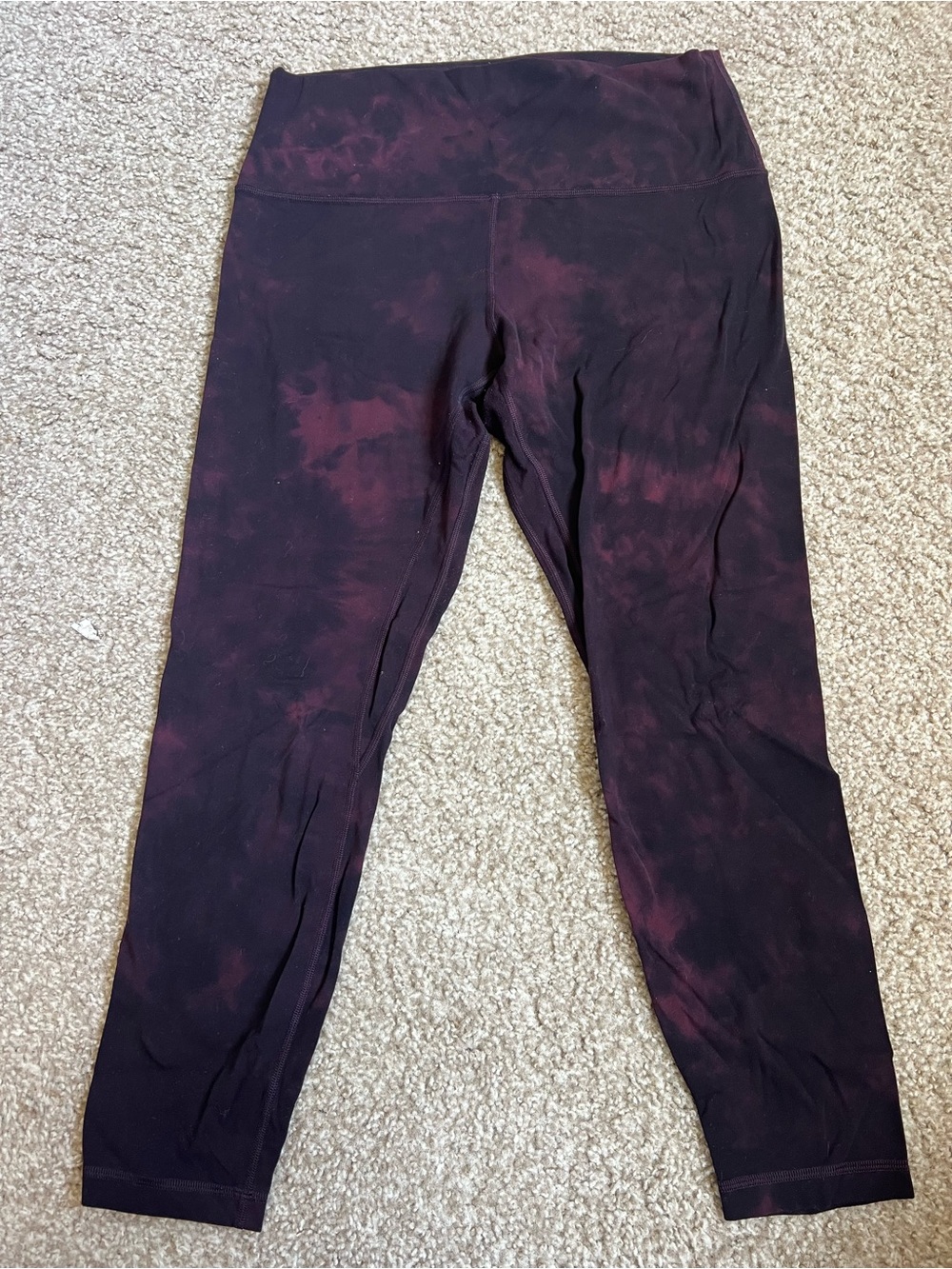 lululemon athletica Black with Maroon Tie-Dye Leggings